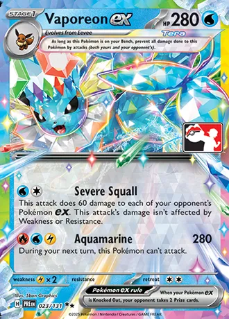 Vaporeon ex, Pokémon card PPS 023-2 — Play! Pokémon Prize Pack Series set