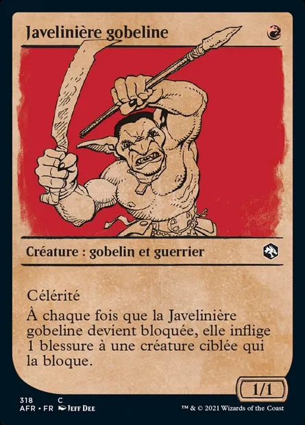 Javelinière gobeline, carte Magic AFR 318 — extension Forgotten Realms: Aventures dans les Royaumes Oubliés