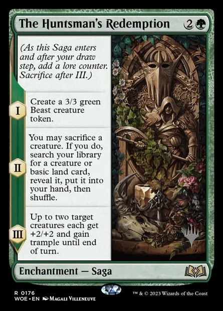 La rédemption du chasseur, carte Magic PWOE 176p — extension Wilds of Eldraine Promos