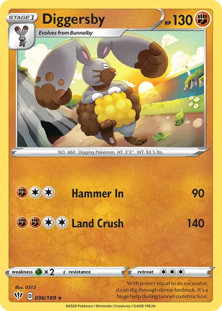 Diggersby, Pokémon card DAA 96 — Darkness Ablaze set