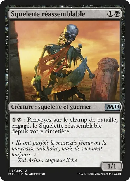 Squelette réassemblable, carte Magic M19 116 — extension Core Set 2019