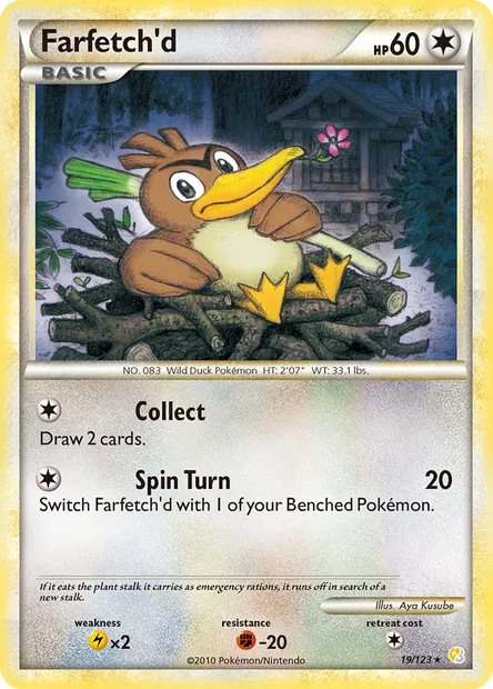 Farfetch'd, Pokémon card HS 19 — HeartGold SoulSilver set