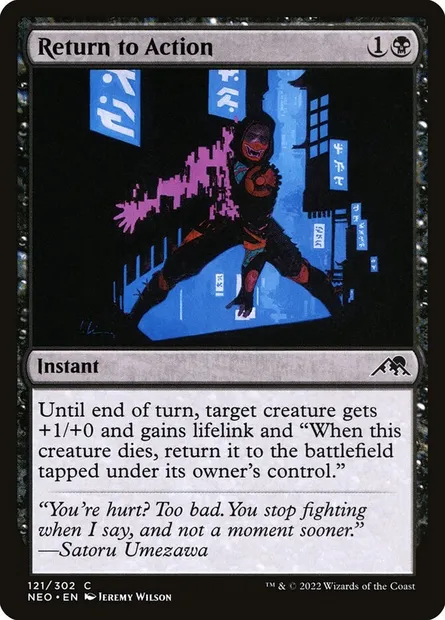 Return to Action, Magic card NEO 121 — Kamigawa: Neon Dynasty set
