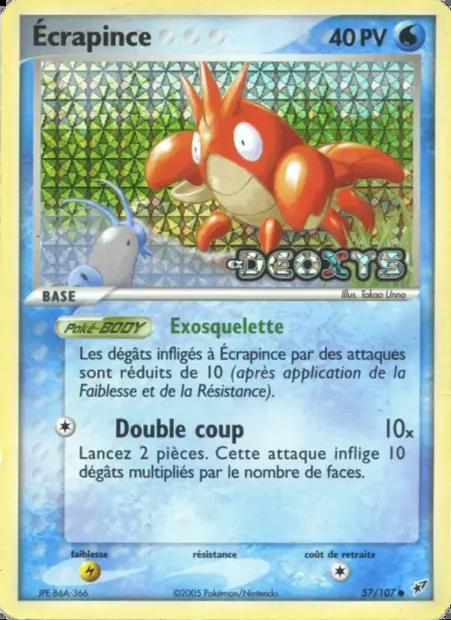Écrapince, carte Pokémon DX 57 — extension EX Deoxys