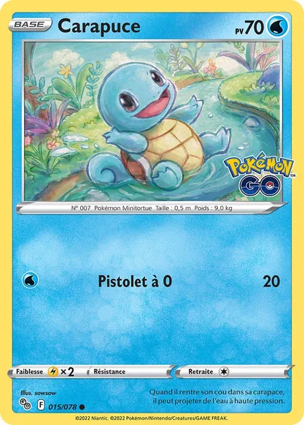 Carapuce, carte Pokémon PGO 015 — extension Pokémon GO