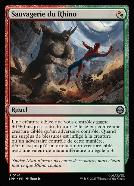 Sauvagerie du Rhino, carte Magic SPM 141 — extension Marvel's Spider-Man