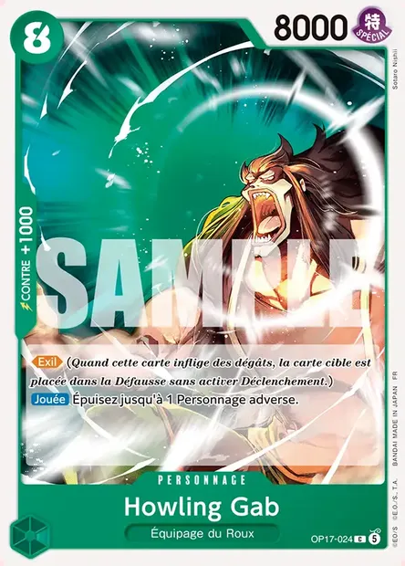 Howling Gab, carte One Piece OP17-024 — extension LES GUERRIERS LES PLUS PUISSANTS AU MONDE