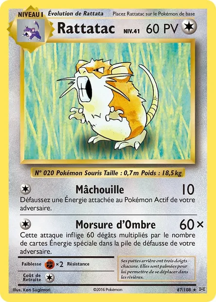 Rattatac, carte Pokémon EVO 67 — extension Évolutions