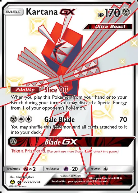 Kartana-GX, Pokémon card SMA SV73 — Hidden Fates Shiny Vault set