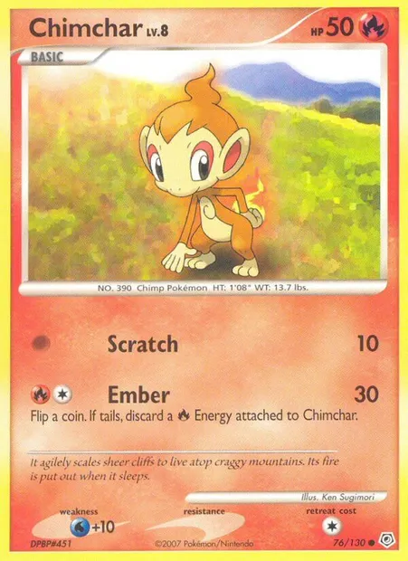 Chimchar, Pokémon card DP 76 — Diamond & Pearl set