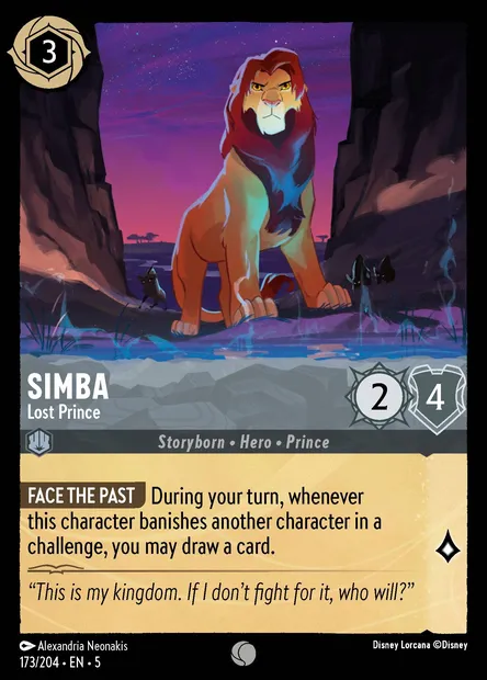 Simba - Lost Prince, Disney Lorcana card CH5-173 — Shimmering Skies set