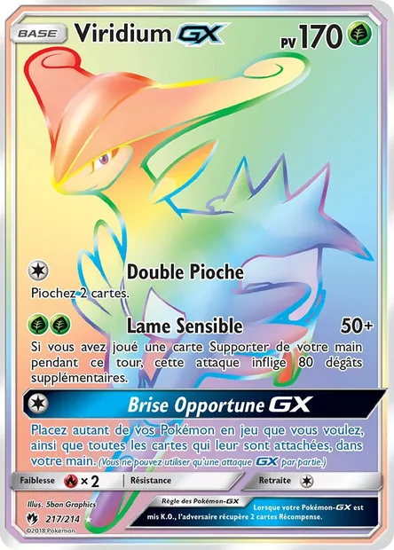 Viridium GX, carte Pokémon LOT 217 — extension Tonnerre Perdu
