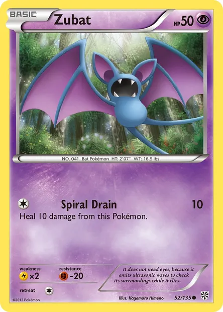 Zubat, Pokémon card PLS 52 — Plasma Storm set
