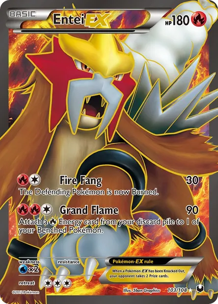 Entei-EX, Pokémon card DEX 103 — Dark Explorers set
