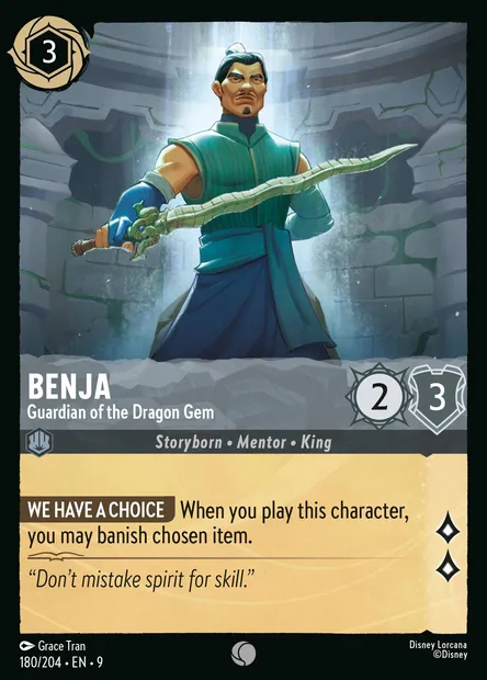 Benja - Guardian of the Dragon Gem, Disney Lorcana card CH9-180 — Fabled set