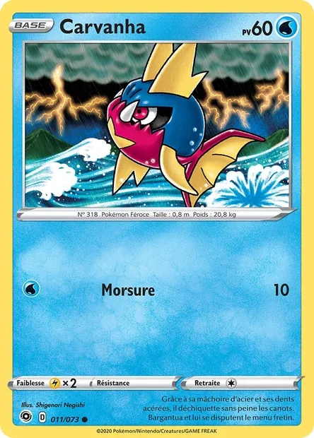 Carvanha, carte Pokémon CPA 11 — extension La Voie du Maître