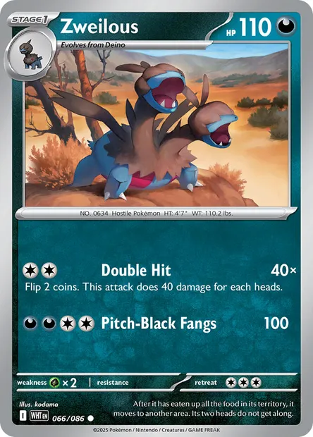Zweilous, Pokémon card WHT 066 — White Flare set