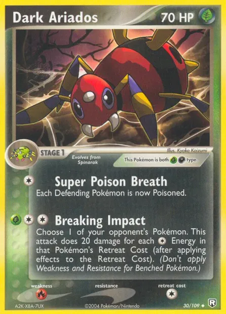 Dark Ariados, Pokémon card TRR 30 — Team Rocket Returns set
