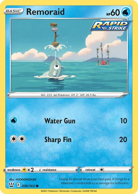 Remoraid, Pokémon card BST 36 — Battle Styles set