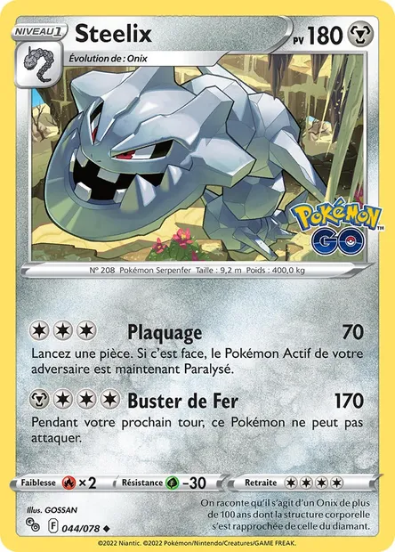 Steelix, carte Pokémon PGO 044 — extension Pokémon GO