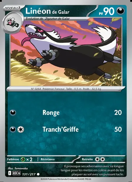 Linéon de Galar, carte Pokémon ASC 131 — extension Héros Transcendants