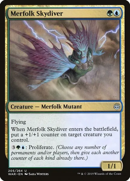 Merfolk Skydiver, Magic card WAR 205 — War of the Spark set