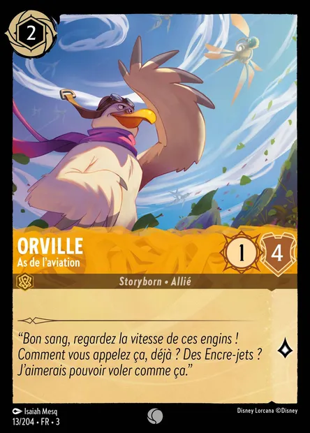 Orville - As de l'aviation, carte Disney Lorcana CH3-013 — extension Les Terres d'Encres