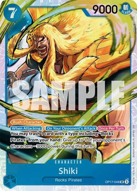 Shiki, One Piece card OP17-048 — THE WORLD’S STRONGEST WARRIORS set