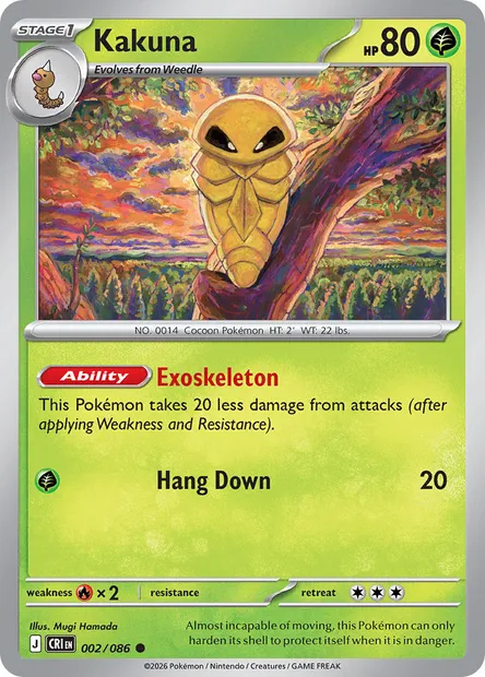 Kakuna, Pokémon card CRI 002 — Chaos Rising set