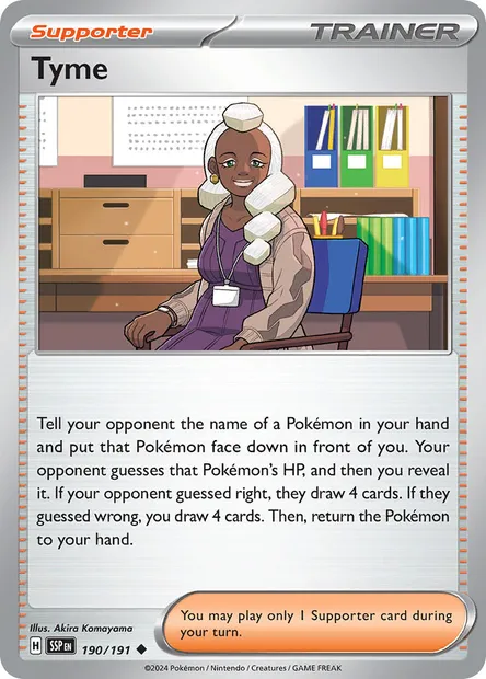 Tyme, Pokémon card SSP 190 — Surging Sparks set