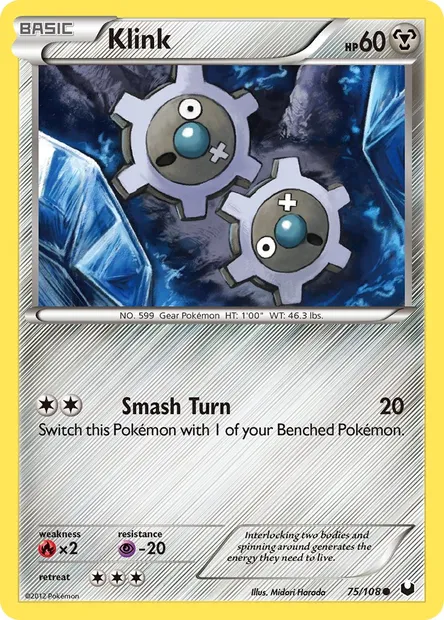 Klink, Pokémon card DEX 75 — Dark Explorers set