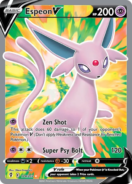 Espeon V, Pokémon card EVS 179 — Evolving Skies set