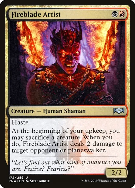 Fireblade Artist, Magic card RNA 172 — Ravnica Allegiance set