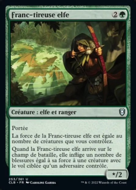 Franc-tireuse elfe, carte Magic CLB 253 — extension Commander Légendes : la bataille de la Porte de Baldur