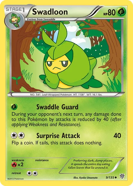 Swadloon, Pokémon card PLS 9 — Plasma Storm set
