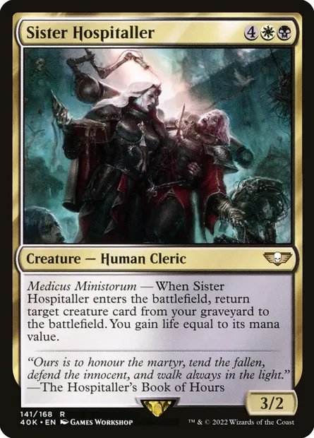 Sister Hospitaller, Magic card 40K 141 — Warhammer 40,000 Commander set