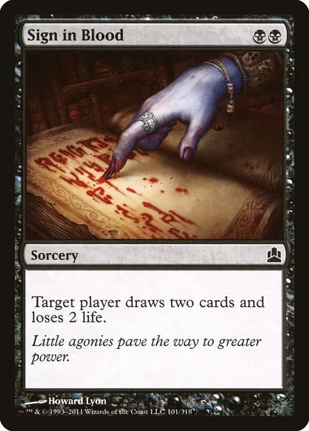 Sign in Blood, Magic card CMD 101 — Commander 2011 set