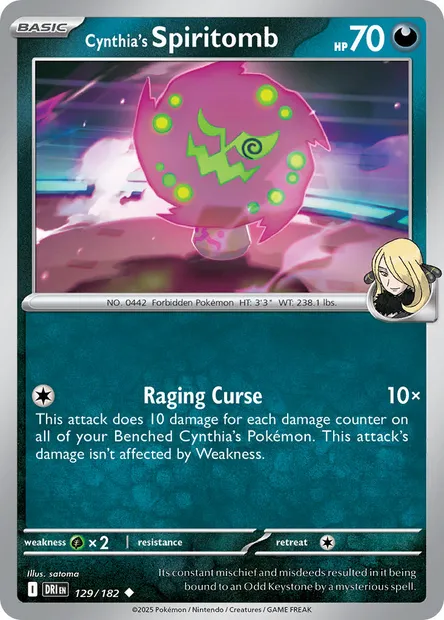 Cynthia's Spiritomb, Pokémon card DRI 129 — Destined Rivals set