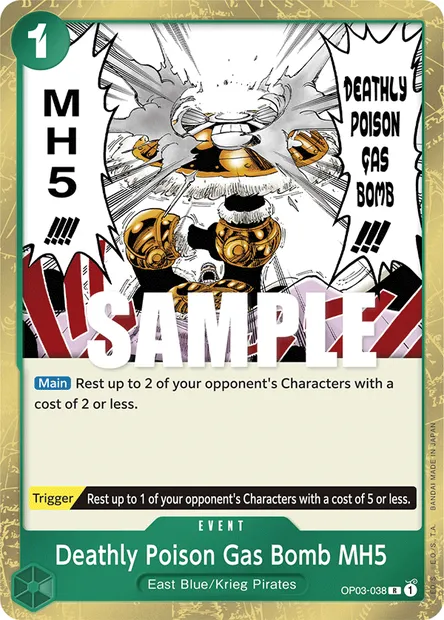 Deathly Poison Gas Bomb MH5, One Piece card OP03-038 — PILLARS OF STRENGTH set