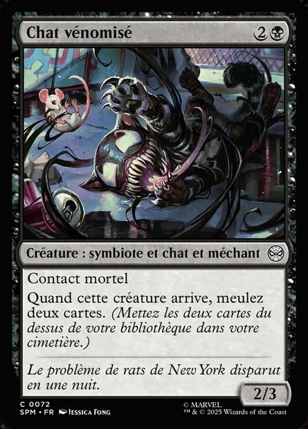 Chat vénomisé, carte Magic SPM 72 — extension Marvel's Spider-Man