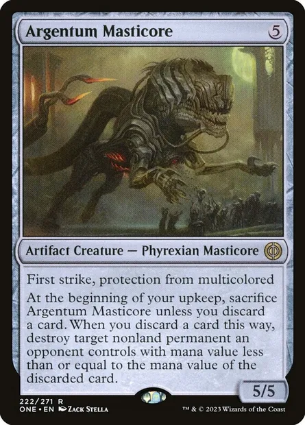 Argentum Masticore, Magic card ONE 222 — Phyrexia: All Will Be One set