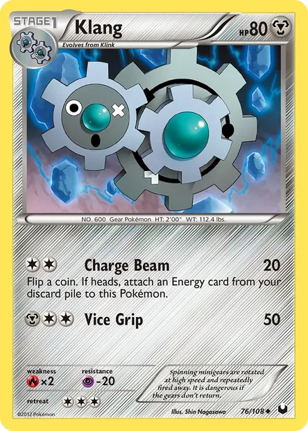 Klang, Pokémon card DEX 76 — Dark Explorers set