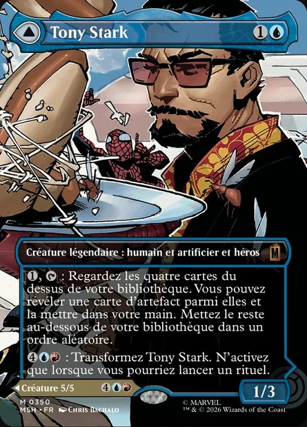 Tony Stark // L'invincible Iron Man, carte Magic MSH 350 — extension Marvel Super Heroes