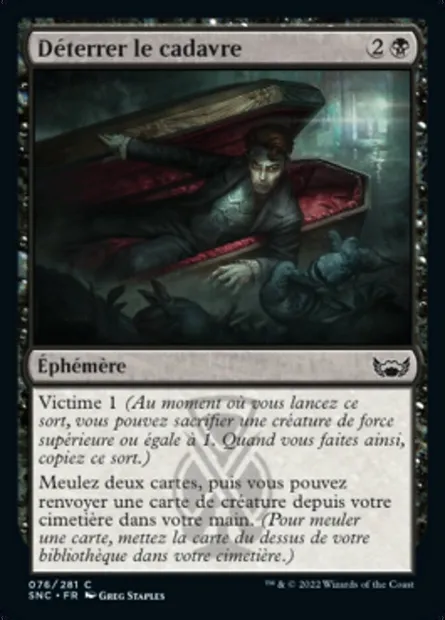 Déterrer le cadavre, carte Magic SNC 76 — extension Les rues de la Nouvelle-Capenna