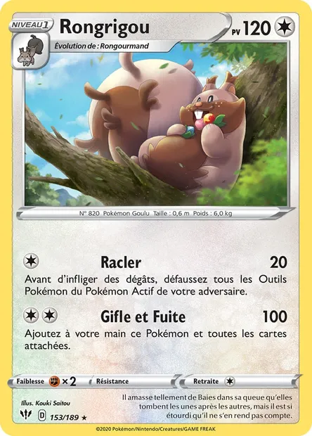 Rongrigou, carte Pokémon DAA 153 — extension Ténèbres Embrasées