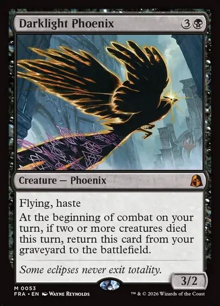 Phénix de lumière noire, carte Magic PFRA 53p — extension Reality Fracture Promos