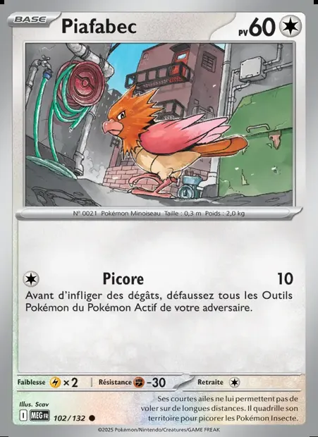 Piafabec, carte Pokémon MEG 102 — extension Méga-Évolution
