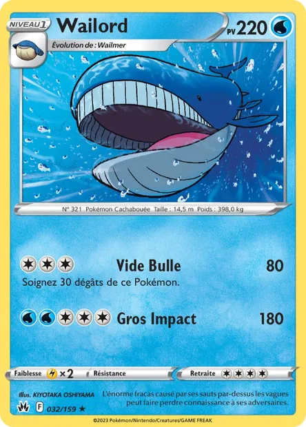 Wailord, carte Pokémon CRZ 032 — extension Zénith Suprême