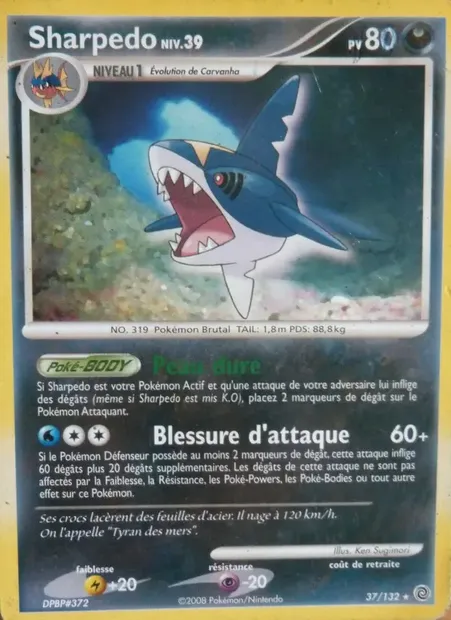 Sharpedo, carte Pokémon SW 37 — extension Merveilles Secrètes
