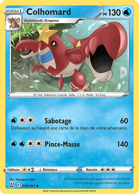 Colhomard, carte Pokémon BST 39 — extension Styles de combat
